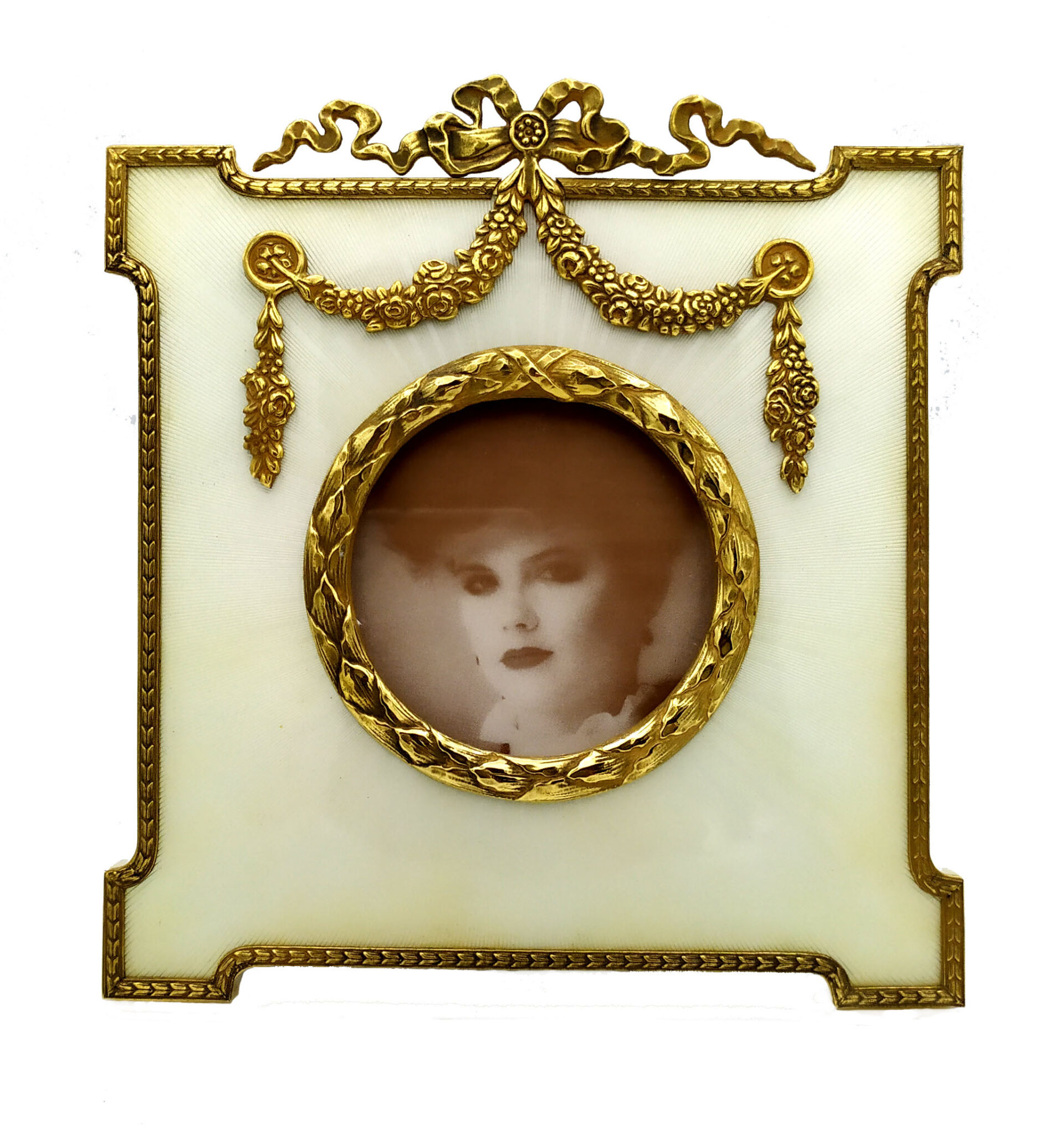 Photo Frames 925 Sterling Silver Handmade by Salimbeni White Snow colour and gold Empire Style.