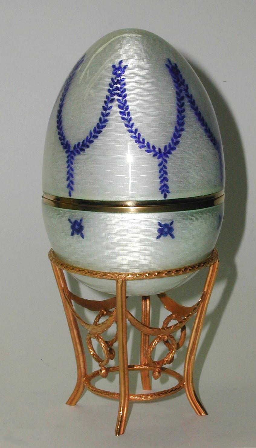 Eggs Faberge Style In Sterling Silver Enamel On Guilloche SALIMBENI