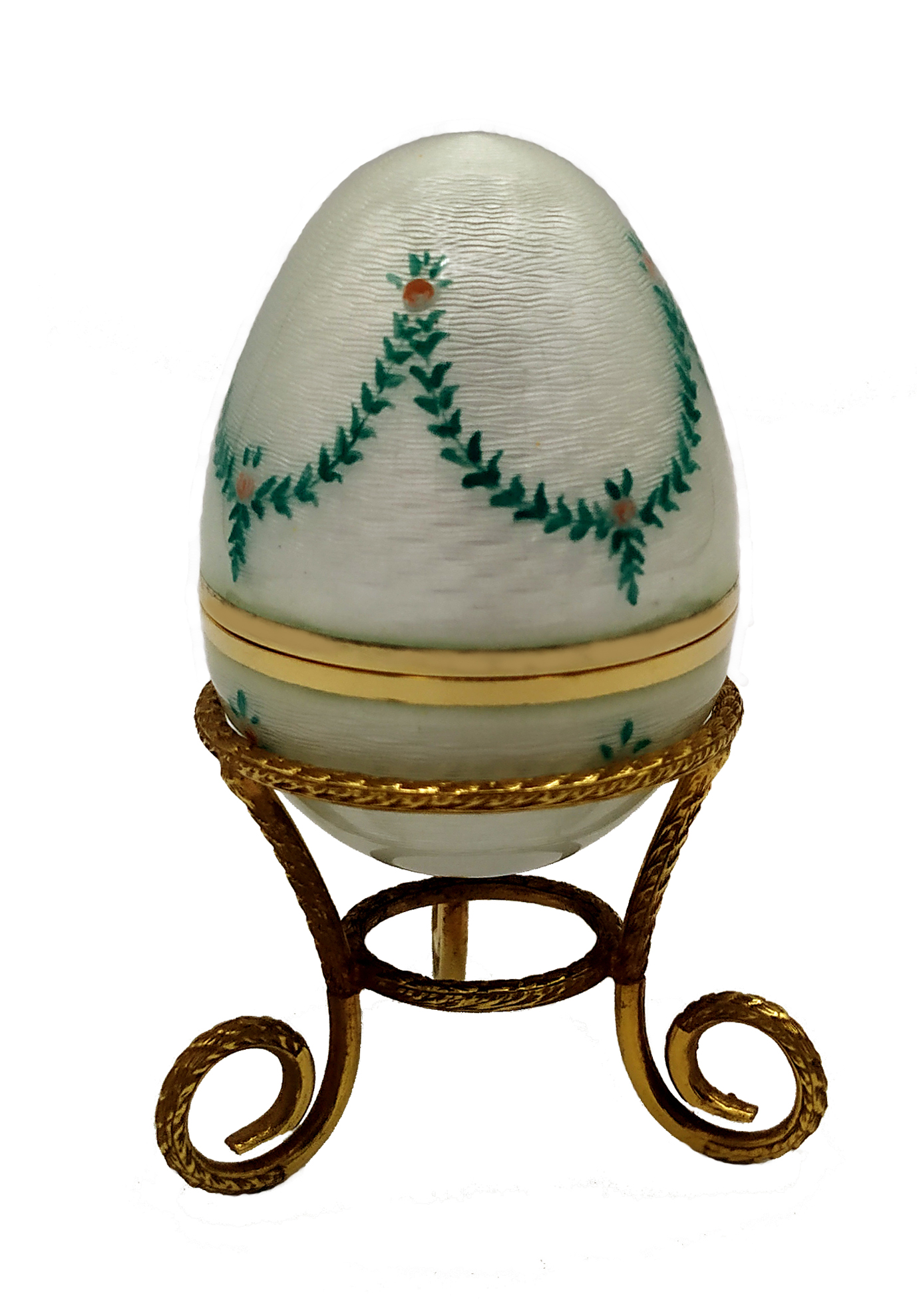Egg in white enameled silver sterling Salimbeni