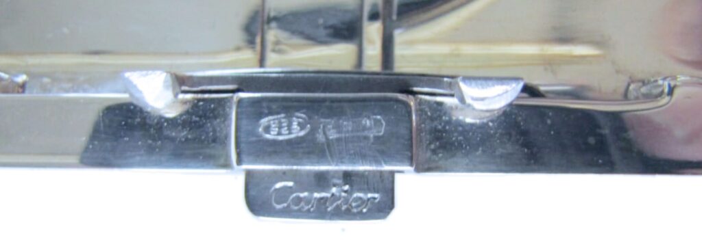 Sterling silver Cigarette case produced for Cartier fired enamel Salimbeni Cartier detail mark 1 scaled e1665902064721