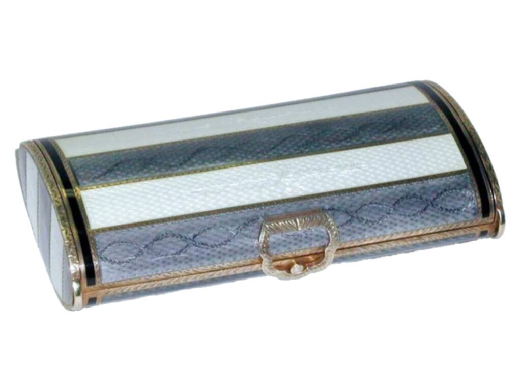 Sterling silver Evening bag fired enamel with stripes on guilloche Salimbeni Main image4