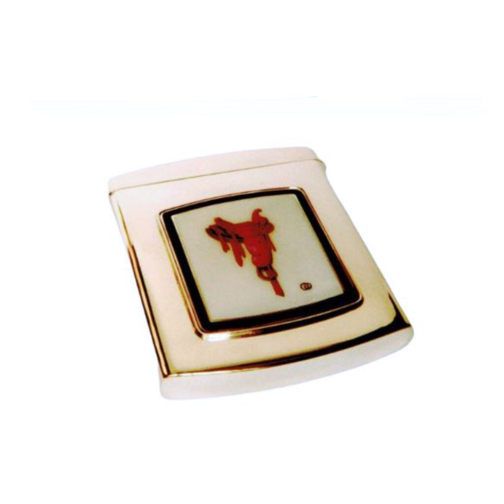 compact cigarette case with handmade miniature on enamel .Gucci silver products from Salimbeni